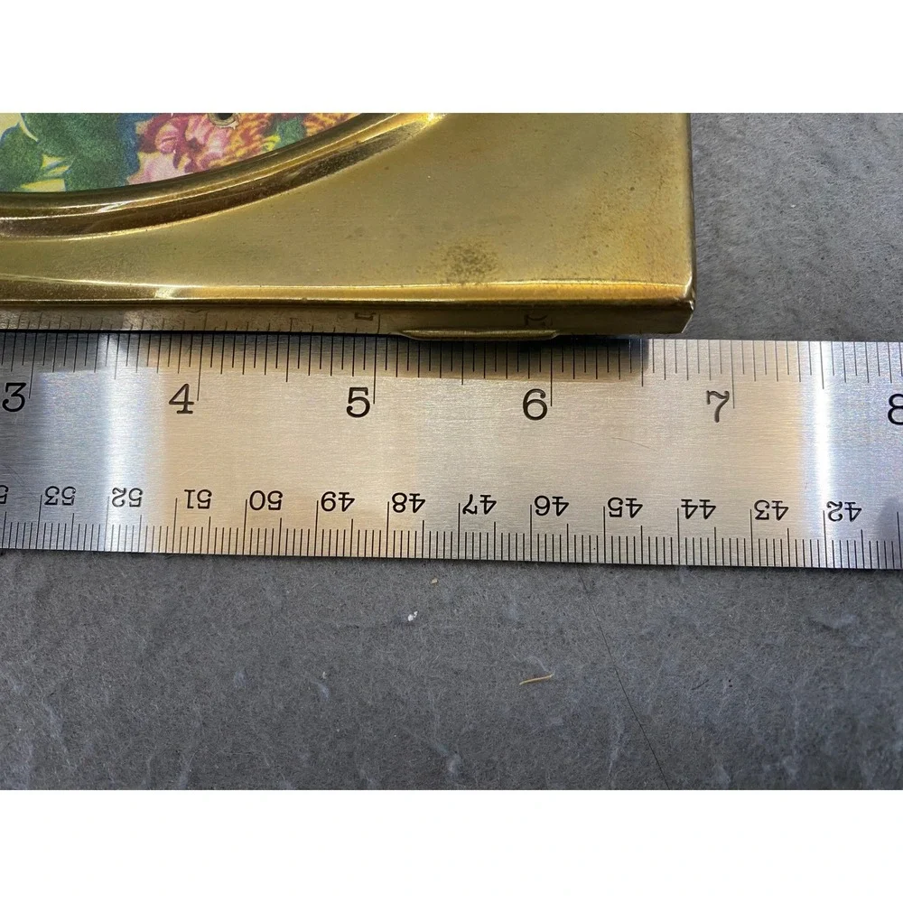 Vintage Solid Brass Oval Opening Picture Frame Rectangular 4.5